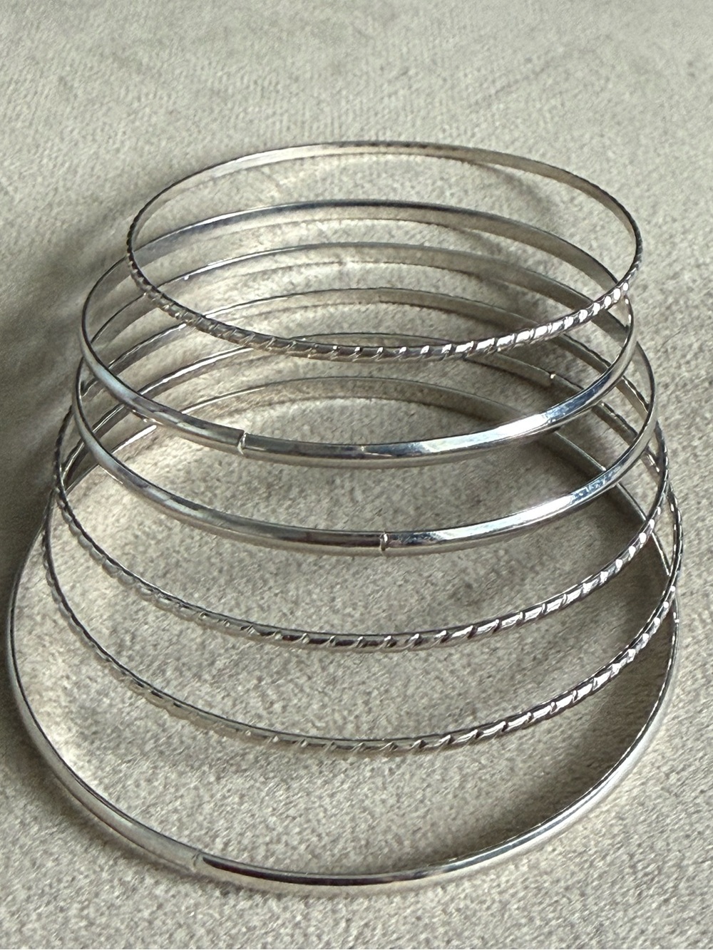 Silver Stackable Bangle Bracelet Set - Silver